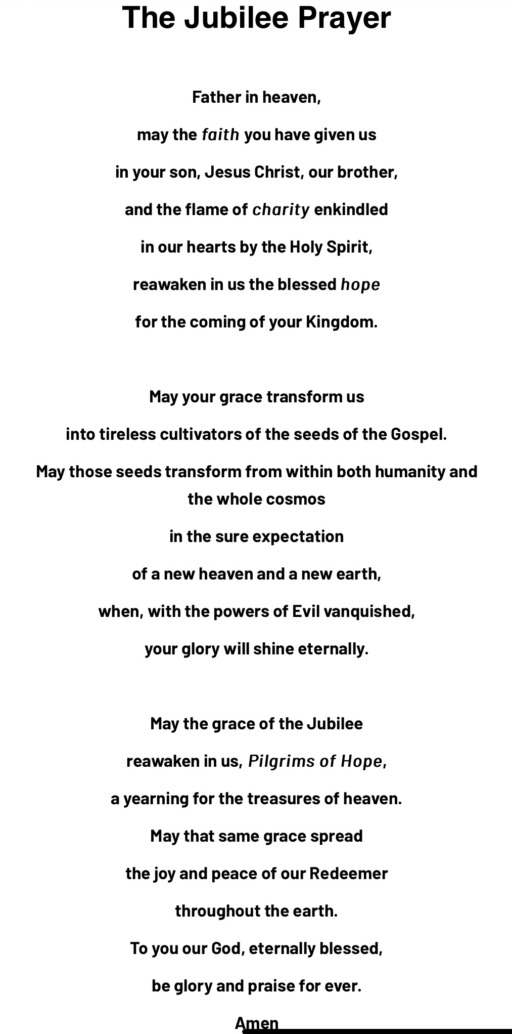 Jubilee Prayer